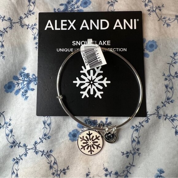 Alex and Ani Jewelry - Alex and Ani | NWT Snowflake Charm Bangle Bracelet – Silver Tone